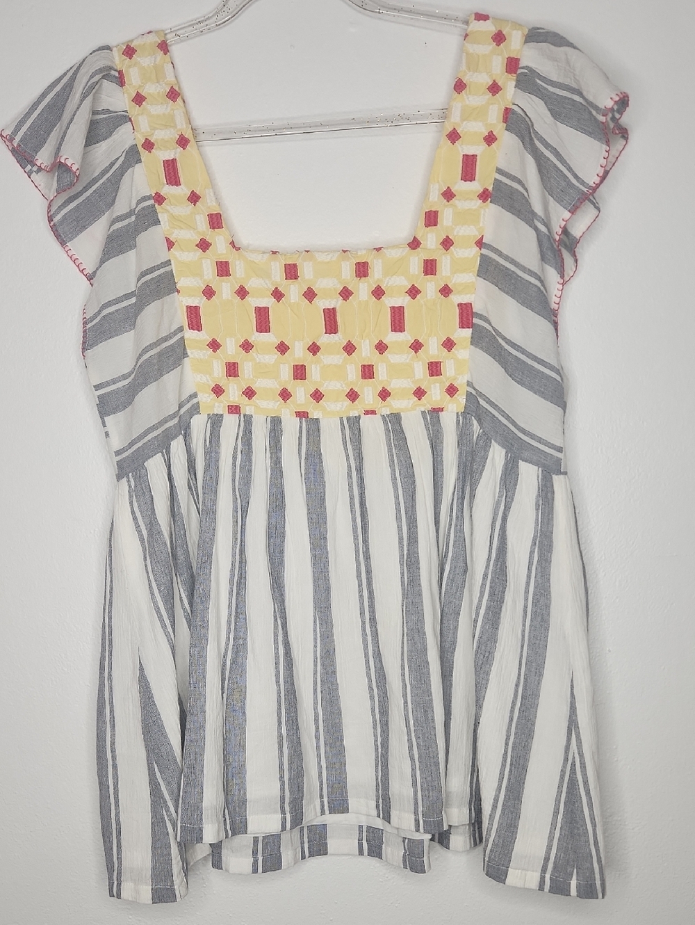 Anthropologie Boho Retro Peasant Cottagecore Embroidered Festival Top Size 6 70s - Picture 11 of 12